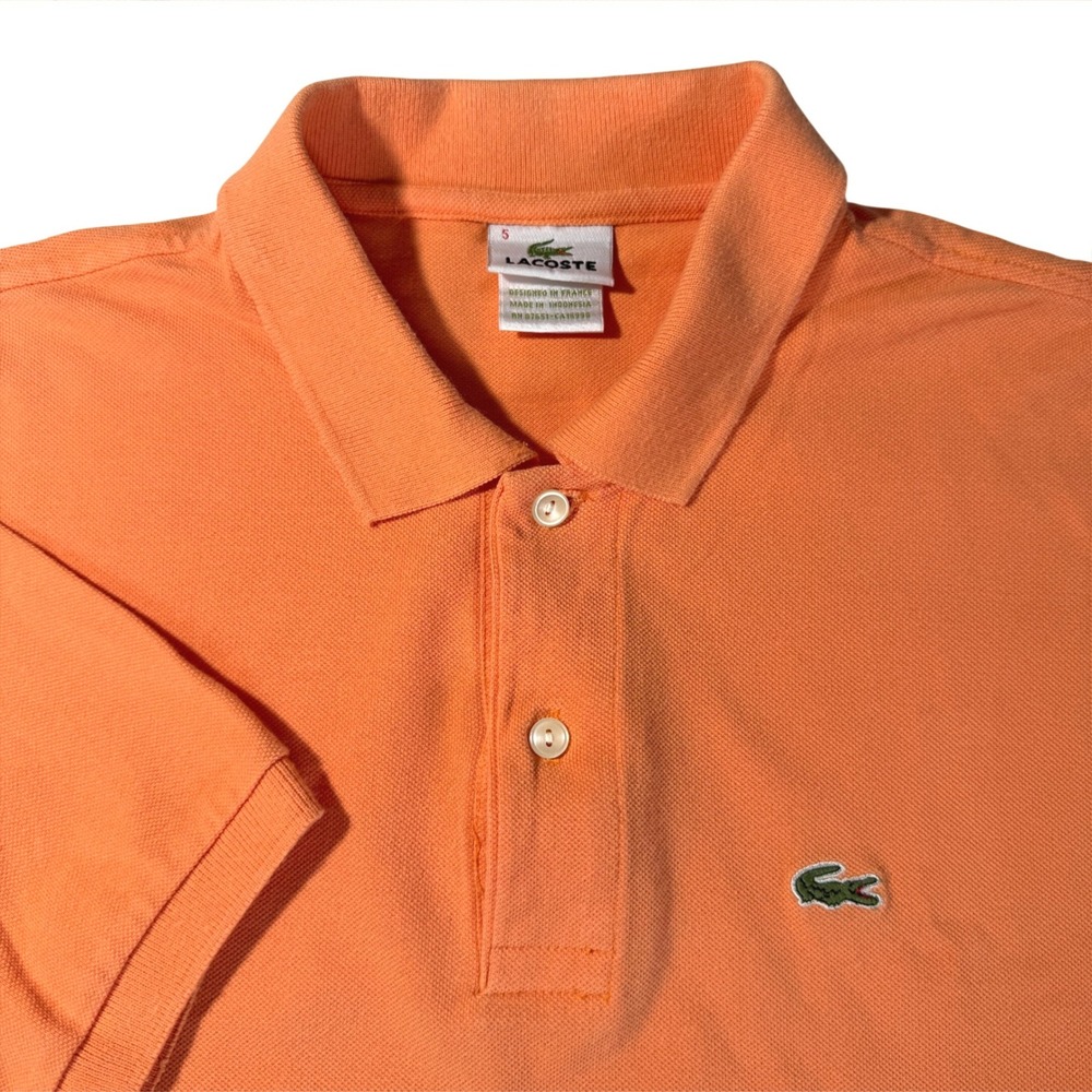 Lacoste Men Orange Classic Fit Polo Shirt Short‎ Sleeve Size 5